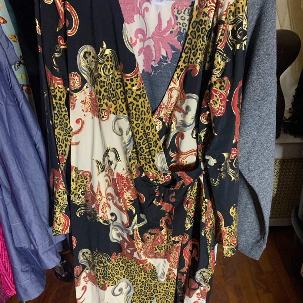 Elegant Animal Print Wrap Dress